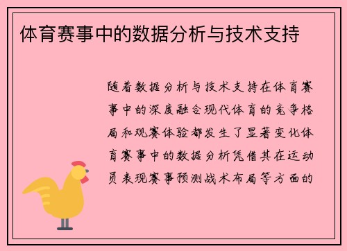 体育赛事中的数据分析与技术支持